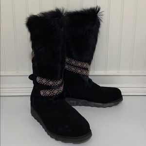 BearPaw Claudia black suede and fur woman’s boots